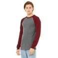 thumbnail image 5 of The Bella + Canvas Mens Long Sleeve T-Shirt Deep Heather/ Cardinal - XL, 5 of 6