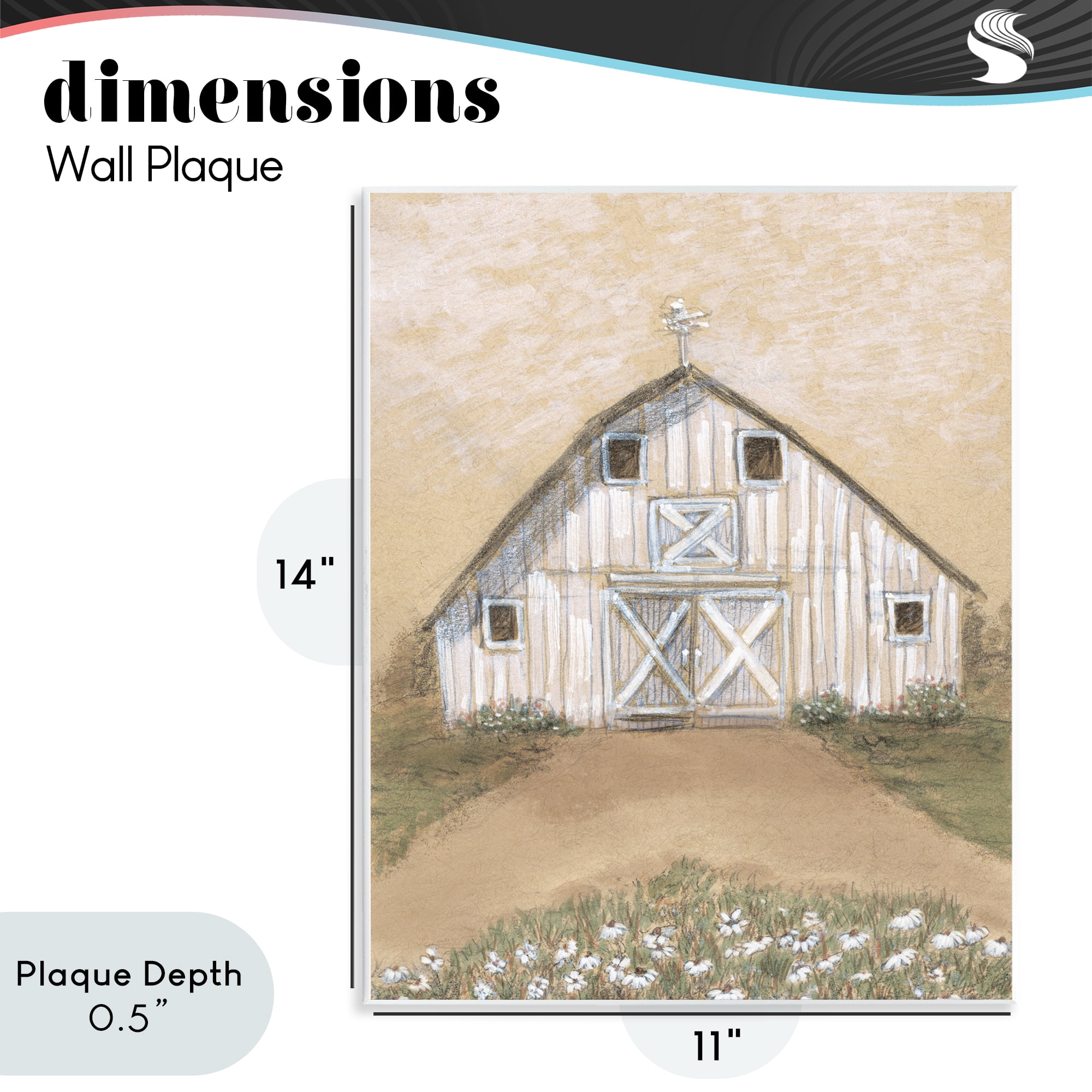 Stupell Industries Barn Lane Flowers Drawing Wall Plaque Art, design by Patti Bishop