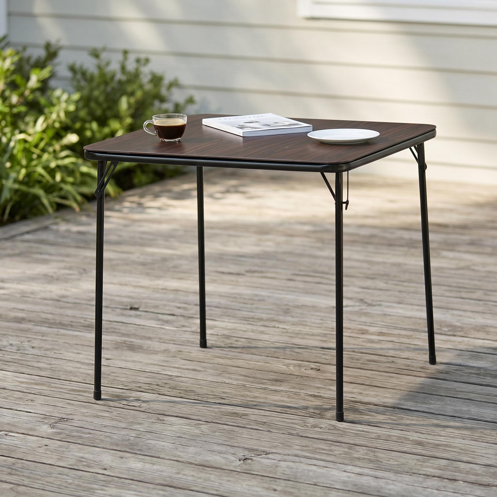 Homy Casa 34" Square Folding Card Table, Portable Wood Grain Table for Dining and Games, Walnut
