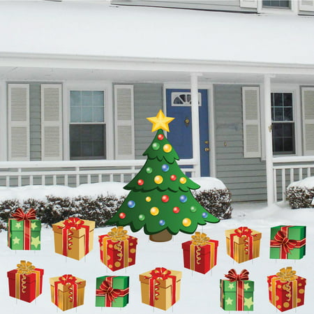 Christmas Tree with Presents – Christmas Lawn Display – 13 pcs