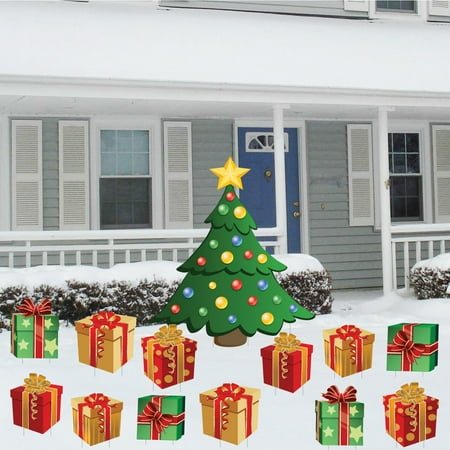 Christmas Tree with Presents – Christmas Lawn Display – 13 pcs total