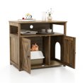 thumbnail image 4 of Demi Bonn 31" Cat Litter Box Enclosure with Double Barn Doors Divider and Storage Shelf, Hidden Cat House Washroom Furniture, Brown, 4 of 8