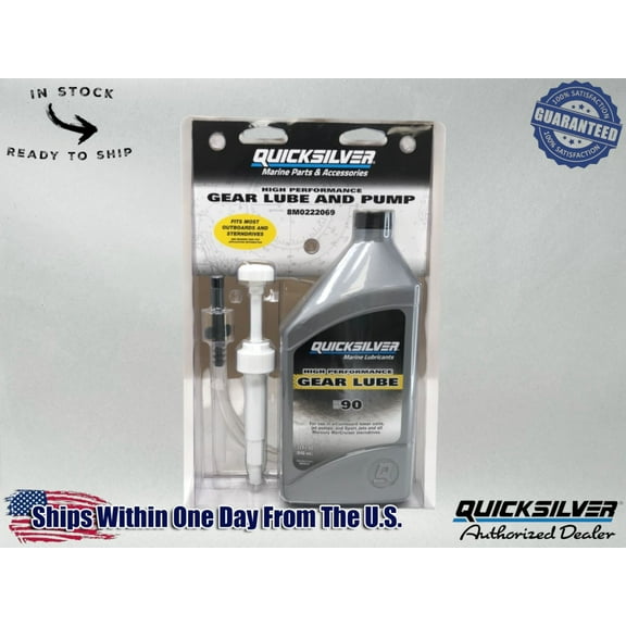Quicksilver OEM SAE-90 High Perf Gear Lube Quart and Pump 92-8M0222069