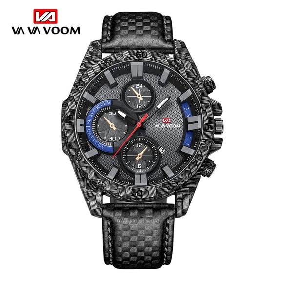 Vava Voom Relogio Masculino sports style highquality movement simple fashionable leather strap waterproof calendar men quartz wristwatches