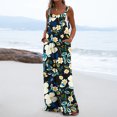 thumbnail image 4 of SwiftWear Wide Leg Jumpsuits for Women Fashion Summer Sleeveless Flower Printing Button Pocket Jumpsuits Long Pants S, 4 of 8
