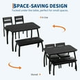 thumbnail image 5 of Accreate 4 Piece Kitchen Dining Set with Chamfer Table, Upholstered Bench & 2 Chairs, Space Saving, 5 of 9