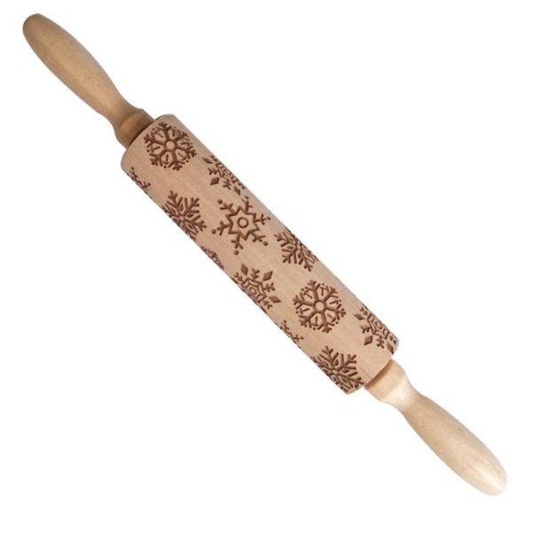 Decorative Baking Rolling Pin Christmas Print Bakers Rolling Pin Engraved Wood Embossing