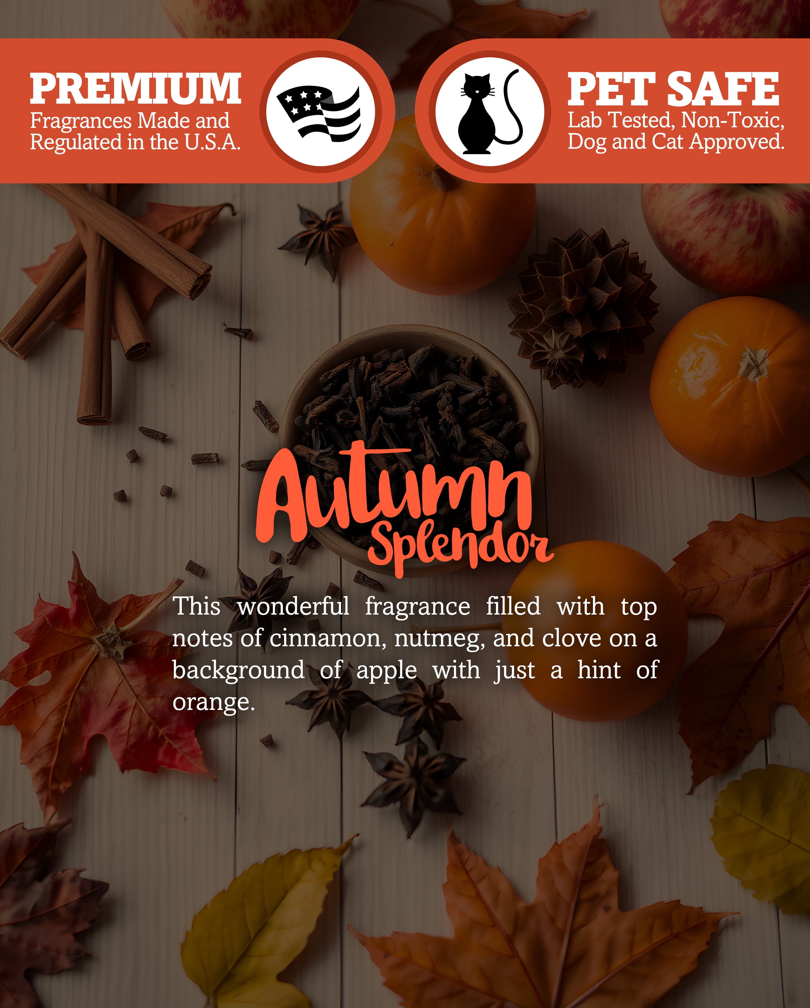 Autumn Splendor All Natural 3 Wick Candle - Made with Responsibly Sourced Soy and Essential Fragrance Oils - Phthalate & Paraffin Free, Vegan, Non-Toxic
