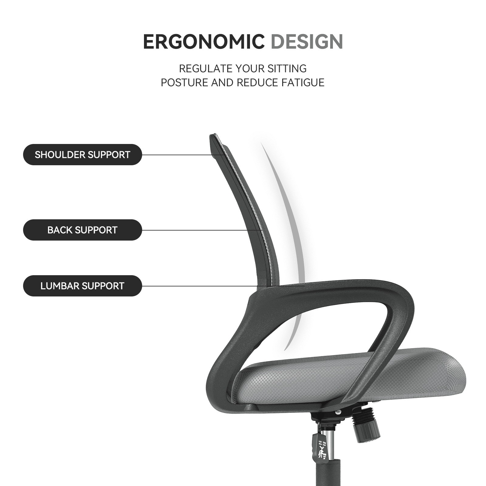 OSM 2-Pack Ergonomic Mesh Office Chairs, Mid-Back Desk Chair with Lumbar Support, Swivel Computer Task Chair for Home Office, Gaming & Study, 300 lbs Capacity, Light Grey