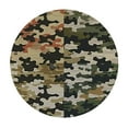 thumbnail image 2 of PIKWEEK  Pale Caramel Tan Black Elastic Edged Polyester Fitted Table Cover Camouflage Abstract Style Table Cloth ​ Round Dining Table Covers for Kitchen Picnic Party  Tables, 2 of 7
