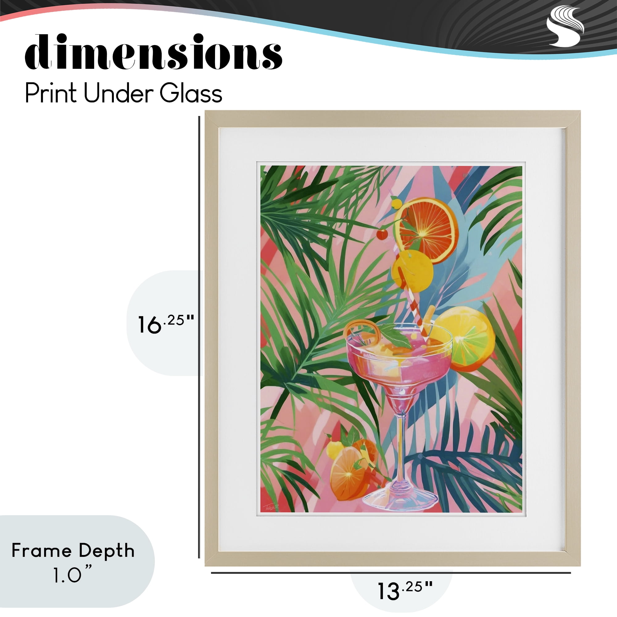 Stupell Industries Jungle Citrus Cocktail Birch Framed Print Under Glass, design by Tabz Jones