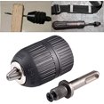 thumbnail image 1 of Keyless Large 3-Jaw Chuck Screwdriver Adapter with Quick Change 1/4" Round Shank Cylindrical Shank 2-13mm Countersink Drill Bits Cutter Pliers, 1 of 5