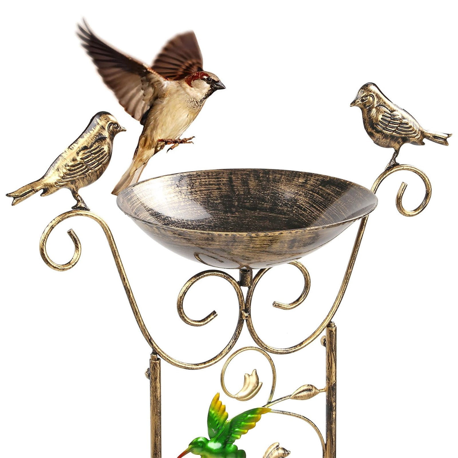 MOQIN Bird Bath with Garden Trellis for Climbing Plants Outdoor, with Decorative Free Standing Detachable Bird Feeder Bowl Bird Baths for Outdoors Metal Antique