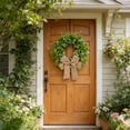 thumbnail image 4 of Shipiny Green Artificial Boxwood Wreath with Jute and White Flowers, Farmhouse Style Front Door Wreath for Spring, Summer and Year-Round Home Entryway Decoration, Green, 4 of 7