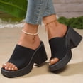 thumbnail image 5 of SACFOF Knit Heeled Sandals for Women, Comfortable Fashion Summer Sexy Open Toe Increase Height Slip On Beach Block Heel Slippers for Outdoor Indoor Party, 5 of 6
