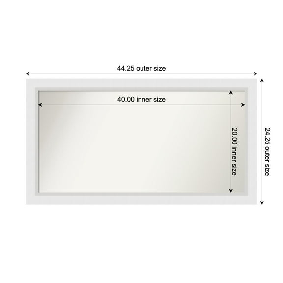 Amanti Art Custom Wall and Bathroom Mirror (24.25 x 44.25 in.), Blanco White Frame