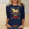 thumbnail image 1 of TaTaai Womens New Year Celebration 2026 Print Three Quarter Sleeve Top Round Neck Casual Blouse Holiday Festival Party Wear Gift, 1 of 5