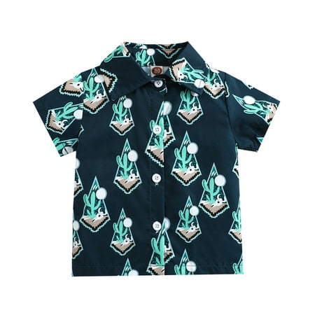 

Toddler Boys Short Sleeve Cartoon Floral Printed T Shirt Gentleman Tops Clothes