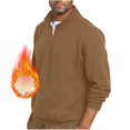thumbnail image 5 of Aimik Hanes Men's Quarter Zip Sweatshirt Sherpa Lined Fleece Zipper Pullover Heavyweight Winter Warm Cotton Sweater-Khaki XL, 5 of 6