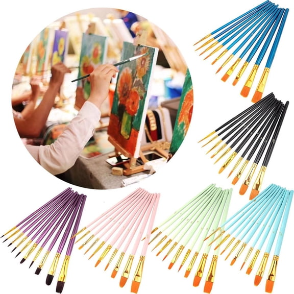 CoreLiving Acrylic Paint Brush Set, Versatile Nylon Hair Brushes for All-Purpose Oil or Watercolor Painting, Professional Artist Painting Supplies Kit, 10-Piece