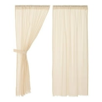 VHC Brands Tobacco Cloth Sheer Cotton Farmhouse Curtains Panel Set, Natural