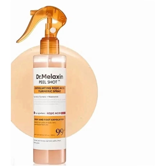 EL Dr Melaxin Spray Avanzado Peel Shot con Ácido Kójico y Cúrcuma 200ml , Corrección de Manchas Oscuras en Codos, Rodillas y Pies