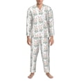 thumbnail image 3 of Naloa Rabbit And Flower Men’s Pajamas Set - Long Sleeve Button Down Sleep Shirt and Pajama Bottoms Sleepwear Set-X-Large, 3 of 7
