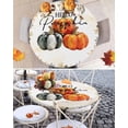 thumbnail image 6 of Round Fitted Tablecloths Fall Thanksgiving Orange Pumpkin Waterproof Table Cover for Kitchen Dining Party Autumn Watercolor Leaves Seamless,45"-54", 6 of 6