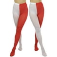thumbnail image 2 of ToBeInStyle Women's Two Toned Jester Tights w/ Reinforced Toe - Red/White - One Size, 2 of 6