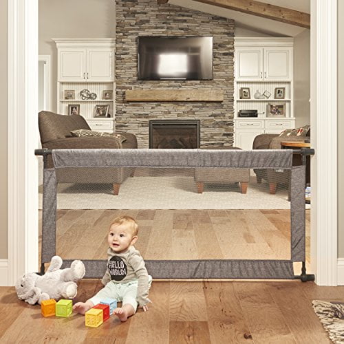 Evenflo Soft & Wide Room Divider Baby Gate for Toddlers & Infants, PressureMounted, Emery Gray