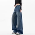 thumbnail image 4 of LWavelet Womens Paneled Wide Leg Jeans High Waisted Daily Casual Denim Pants Dark Blue S, 4 of 5
