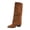Brown, variant on Black Women'S Knee High Boots Slip On Pointed Toe Leg Fit Block Heel Stable Comfortable For Everyday Casual Wear And Outdoor Walking Footwear Size 40
