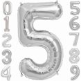 thumbnail image 1 of Silver Number 5 Balloon, 5th Birthday Party Foil Mylar Helium Balloons, 40 Inch, 1 of 4
