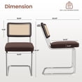 thumbnail image 4 of Hawsaiy Velvet Rattan Dining Chairs Set of 2, Upholstered Dining Room Chairs with Cane Back, Mid Century Modern Cantilever Kitchen Chairs, Chrome Frame Armless Side Chairs, Brown, 4 of 12