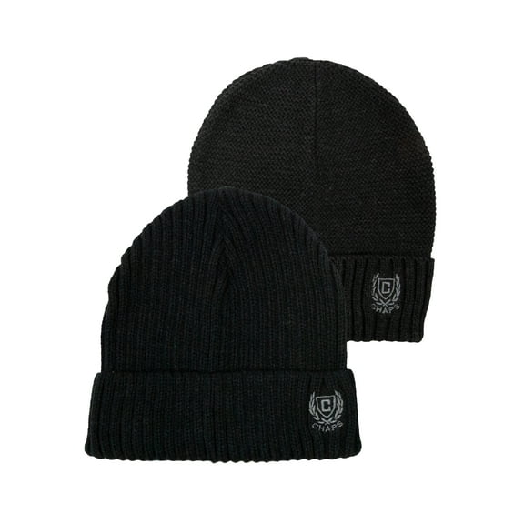 Chaps Men's 2-Pack Logo Beanie Style Hats, One Size