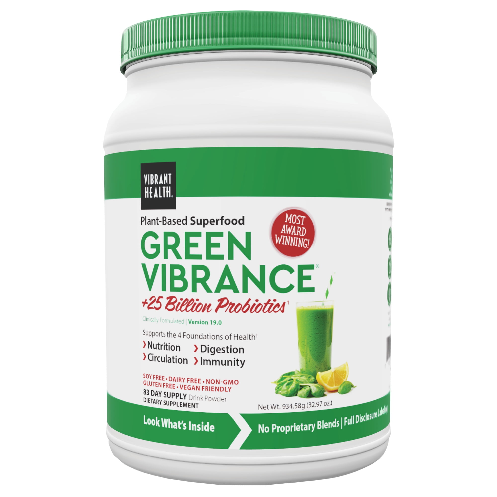 Vibrant Health, Green Vibrance, PlantBased Superfood Powder, Vegan