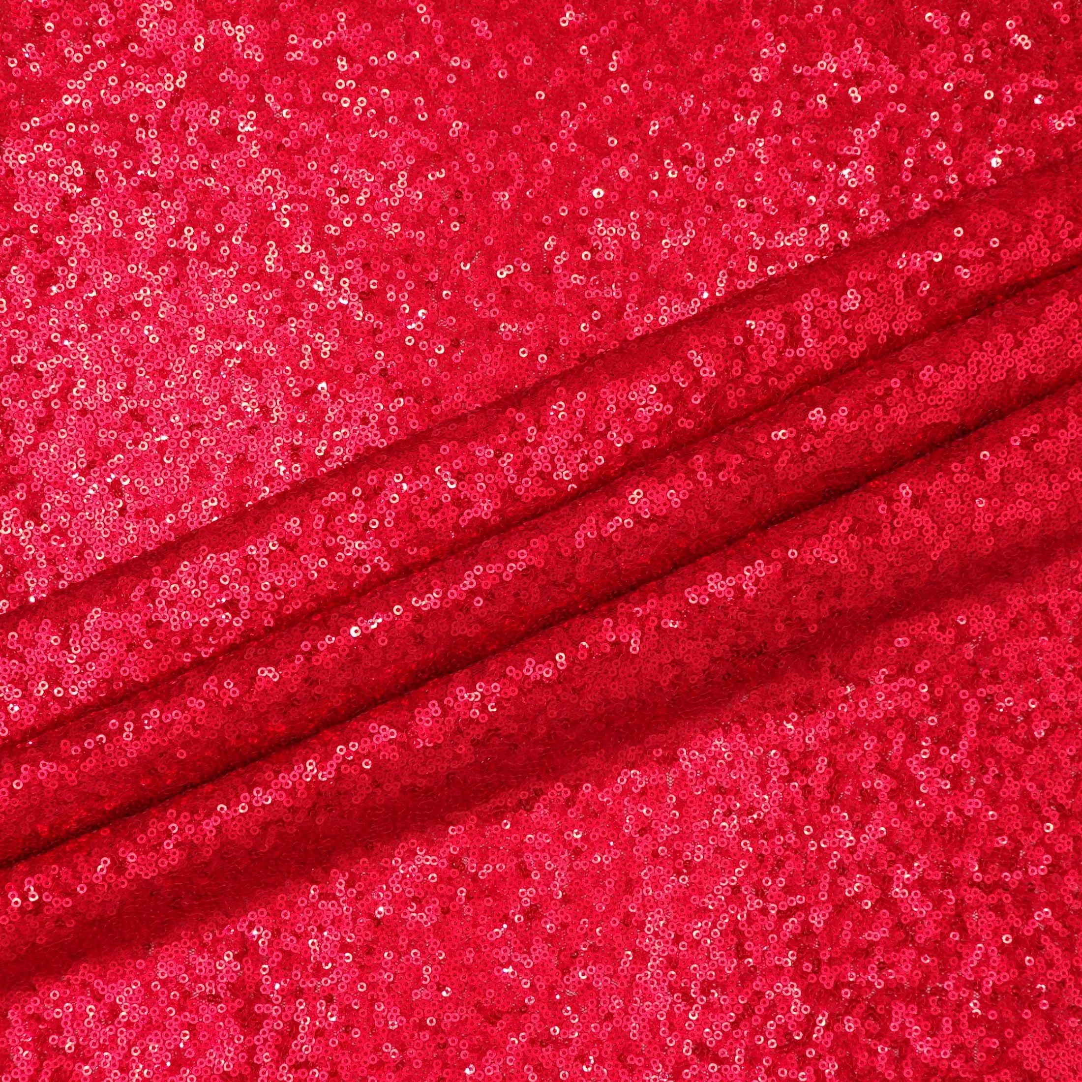Hello Hobby 43” x 72” 100% Polyester Sequin 2 Yard Precut Fabric, Red, 43" Wide for Sewing & Crafting