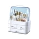 thumbnail image 2 of Organizador de baño transparente con tapa transparente, organizador de cajones de escritorio para mostrador Blanco, 2 of 9