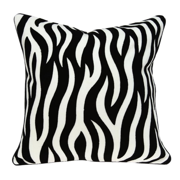Parkland Collection Simba Black and White Zebra Decorative Throw Pillow, 20 x 20