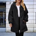 thumbnail image 6 of Women'S Long Sleeve Hooded Cardigan with Zipper Loose Plush Cardigan Jacket Women'S Plush Jacket Black L, 6 of 9