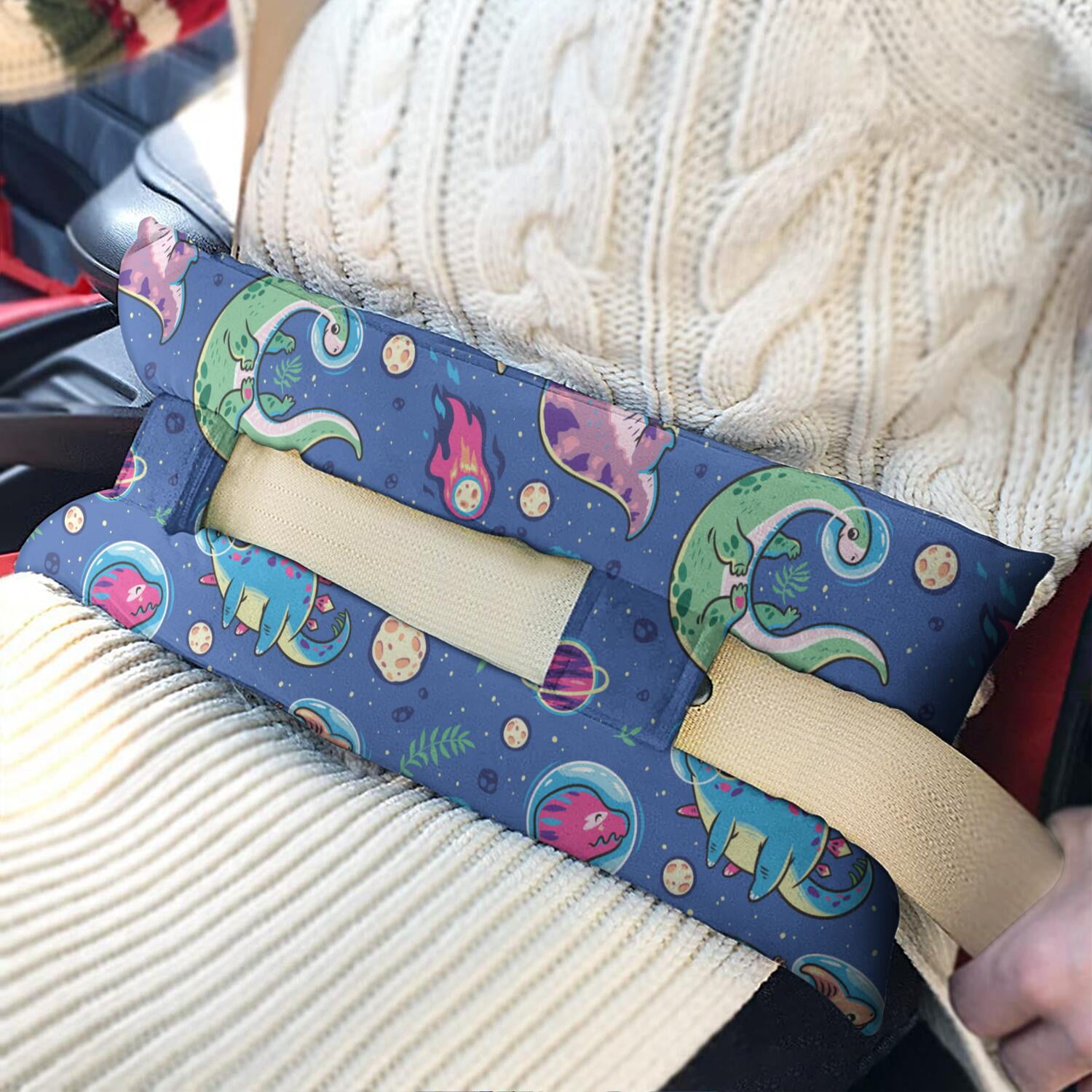 Nature Inspired Dinosaur Seatbelt Pillow - Post Surgery Recovery Cushion - Earthy & Comfortable Dino Print