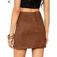 thumbnail image 6 of PULLIMORE Womens Faux Suede Short Skirt A-Line Knee Length Split High Waist Pencil Skirt (XL, Coffee), 6 of 6