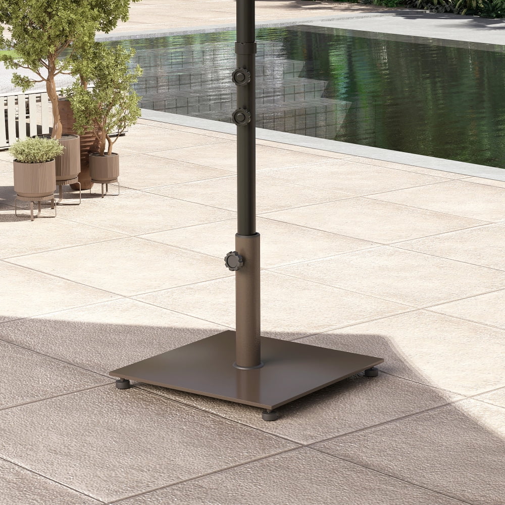 29 lb Heavy Duty Metal Patio Umbrella Base Square Outdoor Umbrella Stand Brown