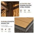 thumbnail image 4 of Homrest Outdoor Bar Set, 3 Piece Wicker Bar Set with Storage Shelf, Canopy, Plastic Wood Tabletop, Brown, 4 of 9