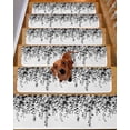 thumbnail image 2 of Grey Eucalyptus Stair Treads for Wooden Steps Indoor Runner Rug Carpet, Gradient Retro Watercolor Leaves 15 Pieces Peel and Stick Staircase Step Treads Covers Washable Throw Door Mats, 30"x8", 2 of 6