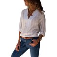 thumbnail image 1 of DYMADE Womens V Neck Long Sleeve Cotton Solid Loose Top, 1 of 2