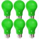 thumbnail image 1 of Bombillas LED Bluex, paquete de 6, A19, luz verde, 9 W (equivalente a 60 W), E26, 1 of 7
