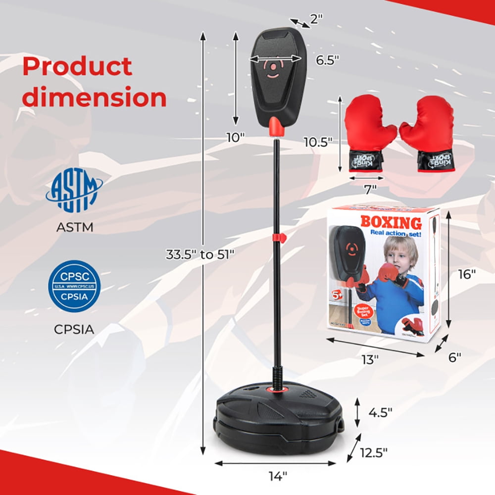 Topcobe Inflation-Free Boxing set with Punching Bag and Boxing Gloves Quick Rebound Design for 5+ Years Old Kids, Boxing Equipment, Speed Bag for Training, Stress Relief & Fitness