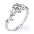 thumbnail image 3 of JeenMata Half Carat Round Natural Diamond Solitaire Engagement Ring - Nature Inspired Diamond Ring - 10k White Gold, 3 of 6