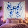 thumbnail image 2 of Blue Floral Ribbon Bow Tapestry, 2 of 7